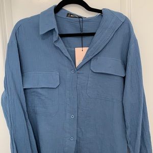 Oversized linen shirt dress